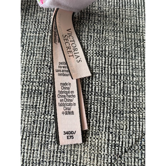 Victoria's Secret Demi Push Up Bra White Pink Floral & Butterflies Size 34DD - Picture 4 of 5